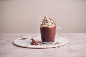 Hazelnut Hot Chocolate at Snowflake Gelato with Rich Chocolate and Hazelnut Toppings