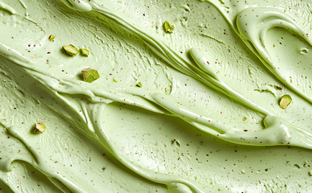 Pistachio Spice Gelato scoop with cinnamon and nutmeg